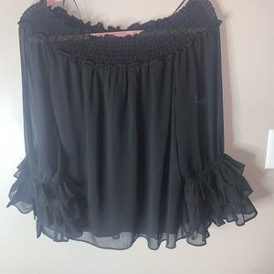 Black off the shoulder shirt sleeves ruffle size large